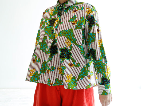 <T17J-013> AFRICAN PRINTED FRONT TUCK Shirt