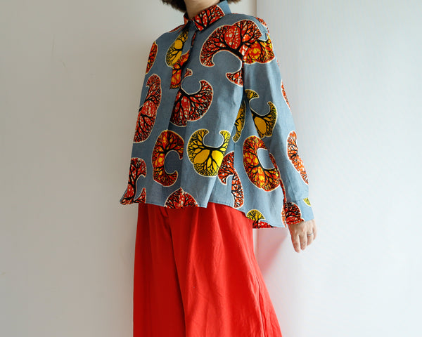 <T17J-014> AFRICAN PRINTED FRONT TUCK Shirt