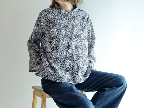 <T27NV> CHINOISERIE Blouse NAVY