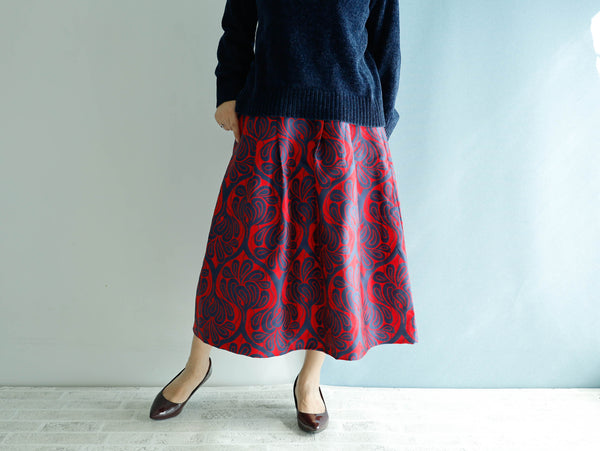<S17C80>COVENT GARDEN WOVEN RED Skirt  -Length 80cm