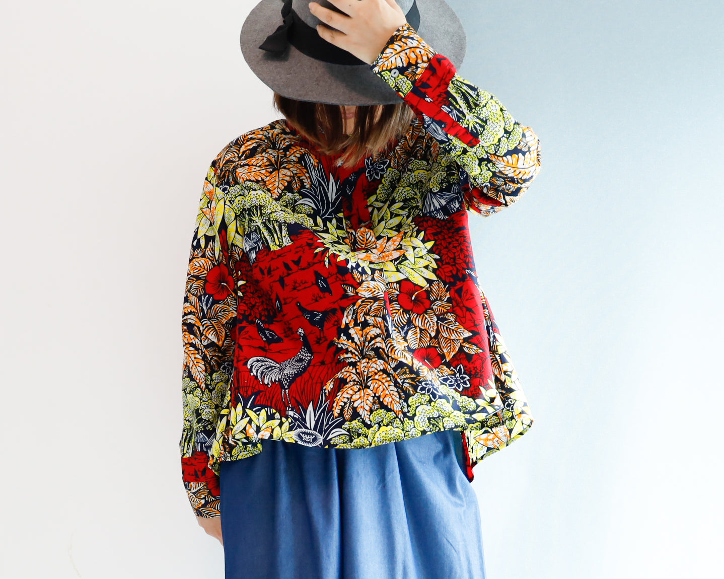 <T17J-023> AFRICAN PRINTED FRONT TUCK Shirt