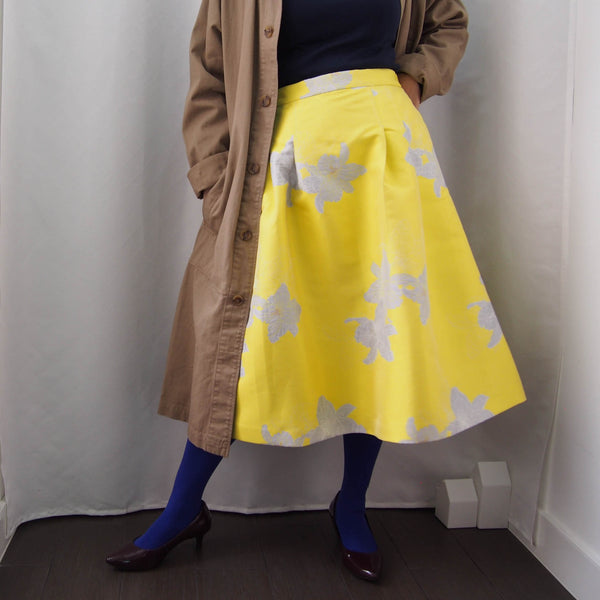 <S17D70-RS18> Yellow woven Skirt