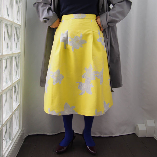 <S17D70-RS18> Yellow woven Skirt