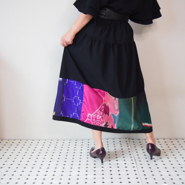 <RS18S20-001> KIMONO Pachworked S Skirt -LONG