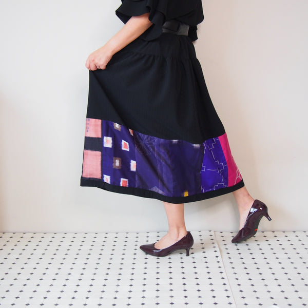 <RS18S20-001> KIMONO Pachworked S Skirt -LONG