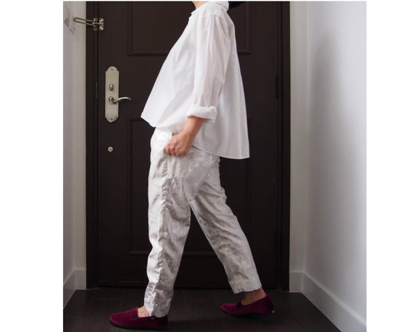<RS18P10Z-001> Tapered Pants -SILVER WHITE