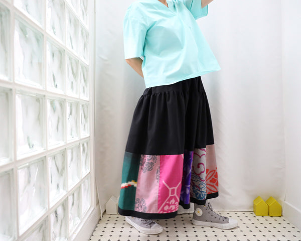 [RS13S05-024> KIMONO Patch-worked Skirt -LONG