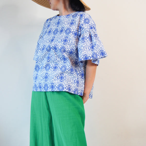 <RS18T13-002> OKINAWA Top Frilled Sleeves